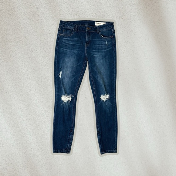 Pistola Distressed Ankle Zip Hem Detailed Blue Jeans Size 27 Style # P6855SUN - Picture 1 of 13